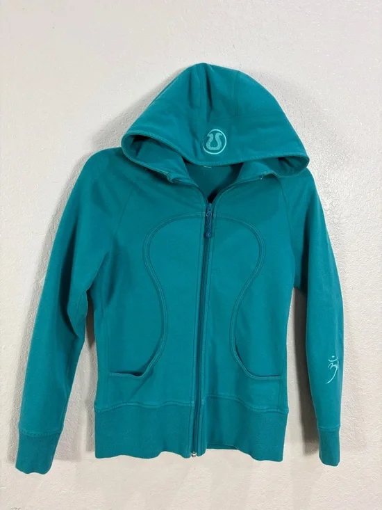 lululemon athletica Teal Hooded Full-Zip Jacket,Size 10. - Picture 5 of 15